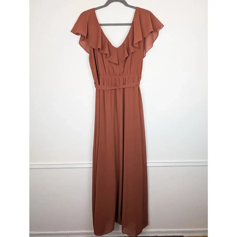 Baltic Born Dress Katya Maxi Bridesmaid Wedding Boho Rust Orange Brown Size XL